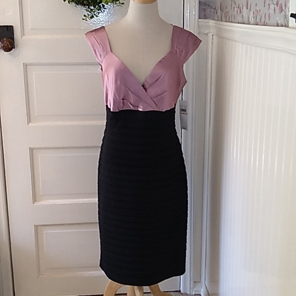 London Times 12 nwt pink black dress